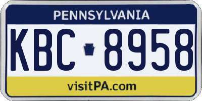 PA license plate KBC8958
