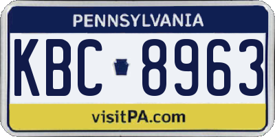 PA license plate KBC8963