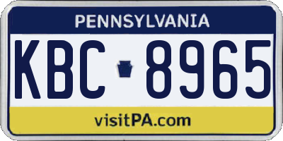 PA license plate KBC8965