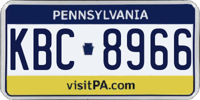 PA license plate KBC8966