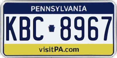 PA license plate KBC8967