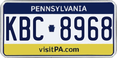 PA license plate KBC8968