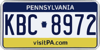 PA license plate KBC8972