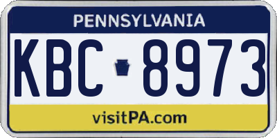 PA license plate KBC8973