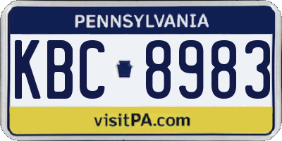 PA license plate KBC8983