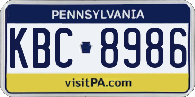 PA license plate KBC8986