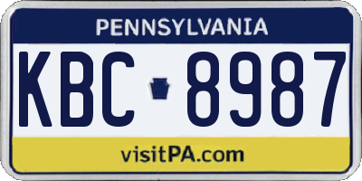 PA license plate KBC8987