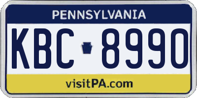 PA license plate KBC8990