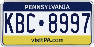 PA license plate KBC8997