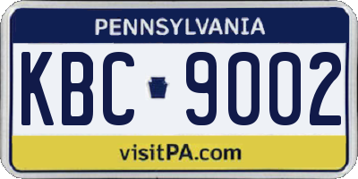 PA license plate KBC9002