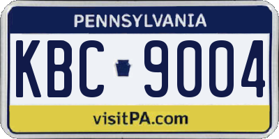 PA license plate KBC9004