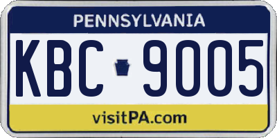 PA license plate KBC9005