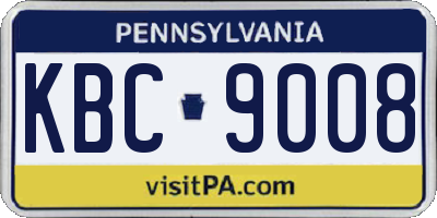 PA license plate KBC9008