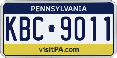 PA license plate KBC9011