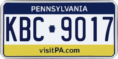 PA license plate KBC9017