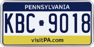 PA license plate KBC9018