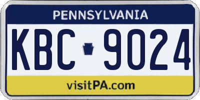 PA license plate KBC9024