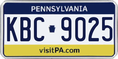 PA license plate KBC9025