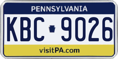 PA license plate KBC9026
