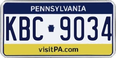 PA license plate KBC9034