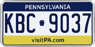 PA license plate KBC9037