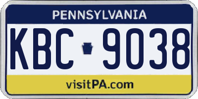 PA license plate KBC9038