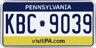 PA license plate KBC9039