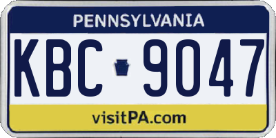 PA license plate KBC9047