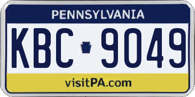 PA license plate KBC9049