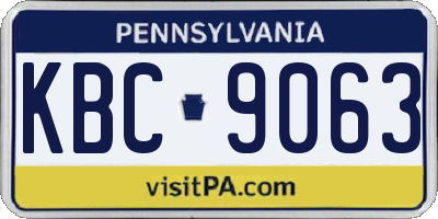 PA license plate KBC9063