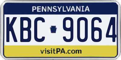 PA license plate KBC9064