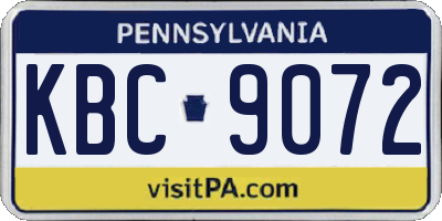 PA license plate KBC9072