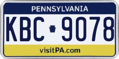 PA license plate KBC9078