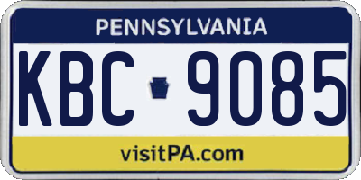 PA license plate KBC9085