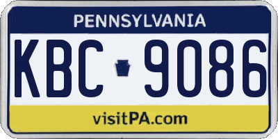 PA license plate KBC9086