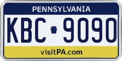 PA license plate KBC9090