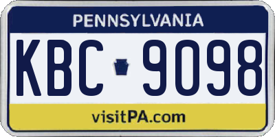 PA license plate KBC9098
