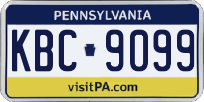 PA license plate KBC9099