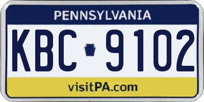 PA license plate KBC9102