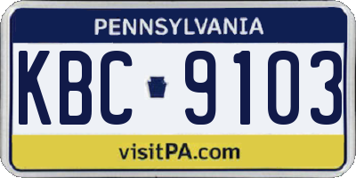 PA license plate KBC9103
