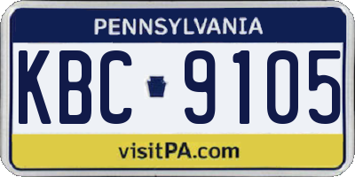 PA license plate KBC9105