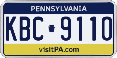 PA license plate KBC9110