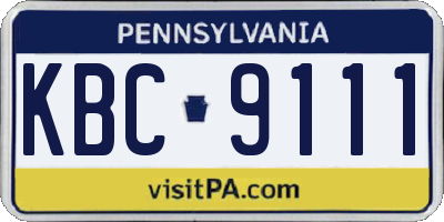 PA license plate KBC9111