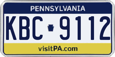 PA license plate KBC9112