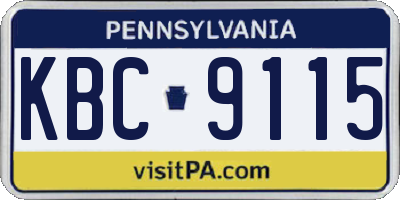 PA license plate KBC9115
