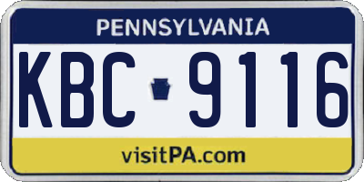 PA license plate KBC9116