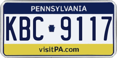 PA license plate KBC9117