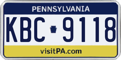 PA license plate KBC9118