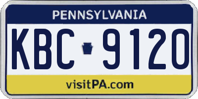 PA license plate KBC9120