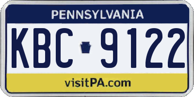 PA license plate KBC9122